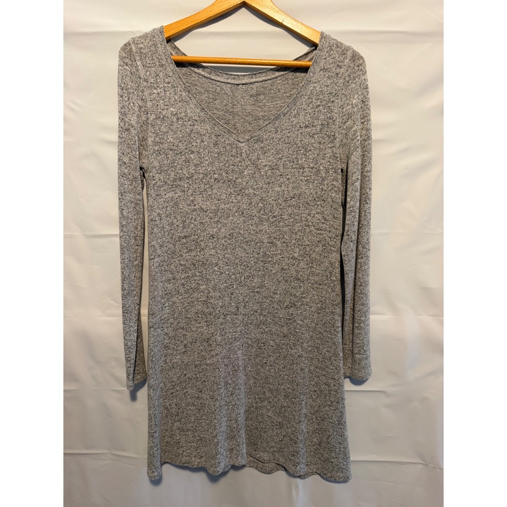 SO Perfectly Soft Grey Marl Long Sleeve V-Neck Knit Dress Medium